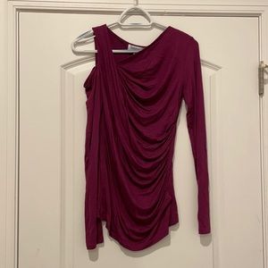 Intrigue Magenta One Sided Cold Shoulder Top